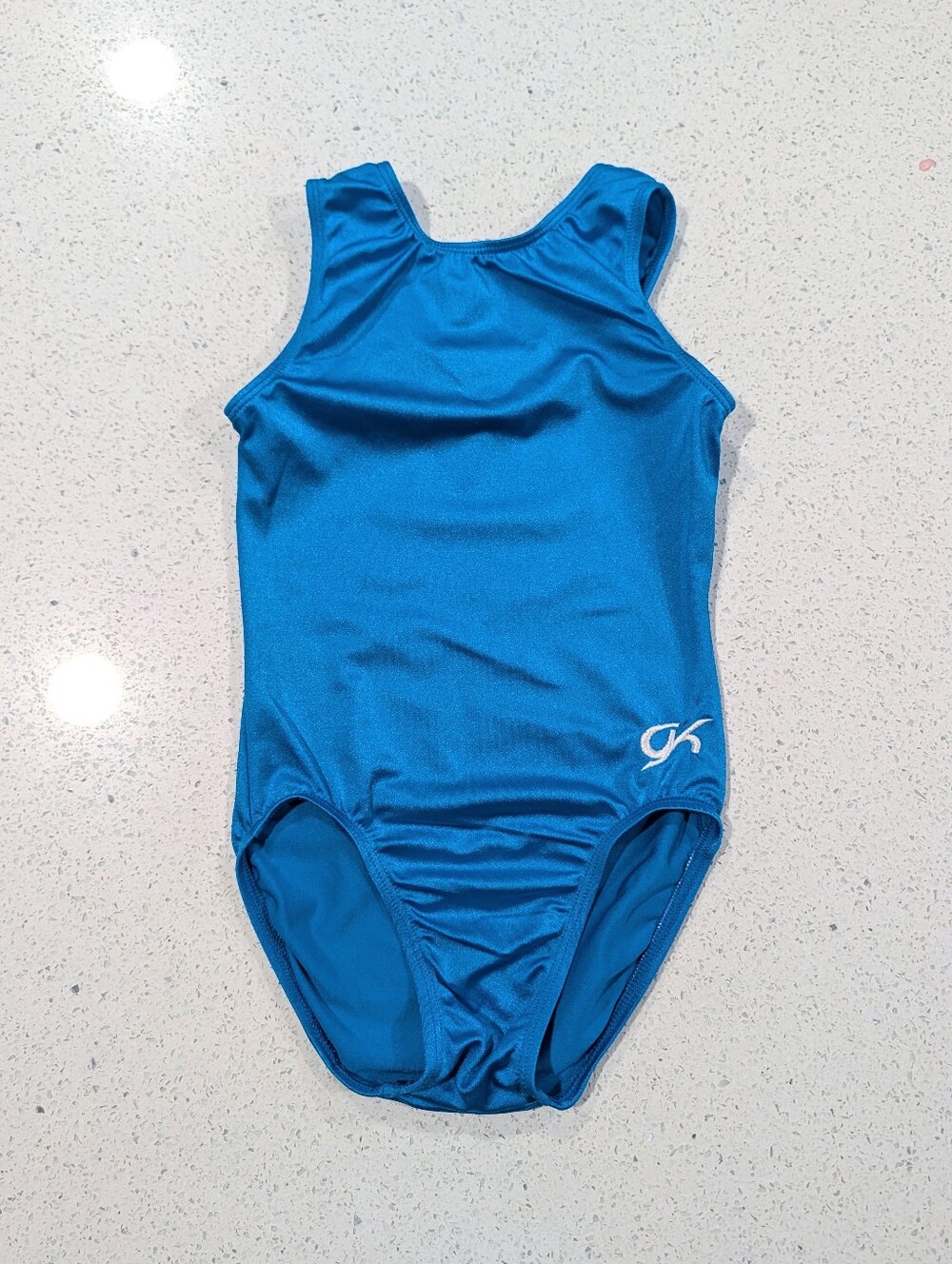 BEAUTIFUL GK Elite CM Child Medium Gymnastics Dance leotard Solid Nylon Teal